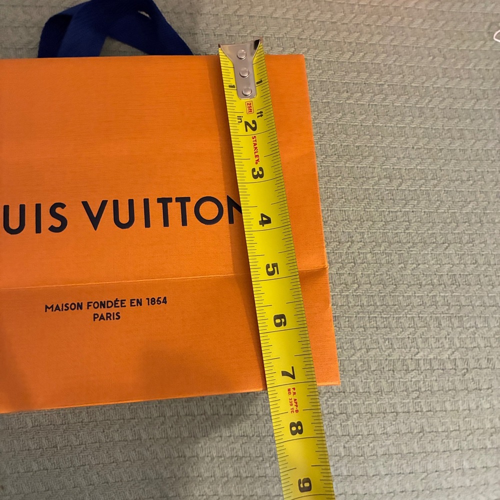 Louis Vuitton small paper bag 7x8.75" designer shopping tote orange blue handles - Picture 11 of 11